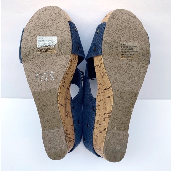 Esprit Crisscross Navy Blue Espadrille Wedge - Picture 6 of 11